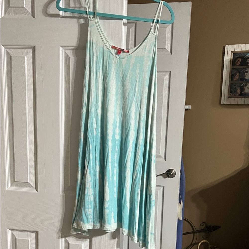 Marina Luna Aqua and White Dress